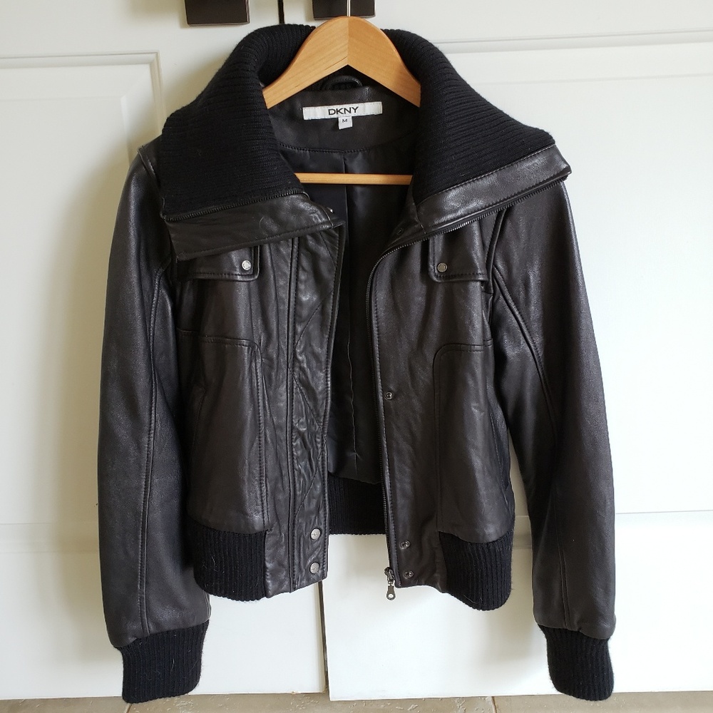 DKNY black leather jacket